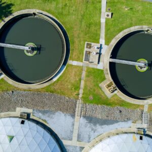 Industrial urban wastewater sewage treatment plant with aeration tanks, water recycling